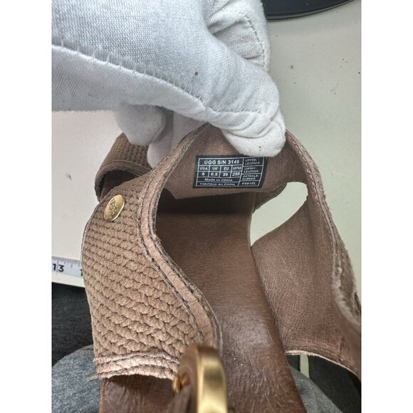 UGG Lomita Sandals Clogs Shoes Womens Size 8 Brown Leather Studded Buckle 3148 - Picture 10 of 11
